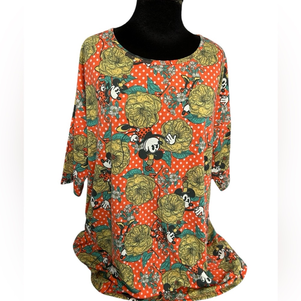 Lularoe Disney Irma Top L Minnie Mouse Orange Yellow Green NWT New 16-18